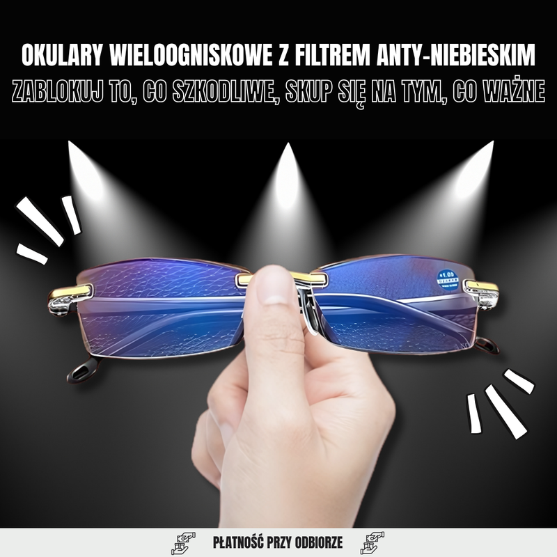 Inteligentne okulary multifokalne z filtrem niebieskiego światła
