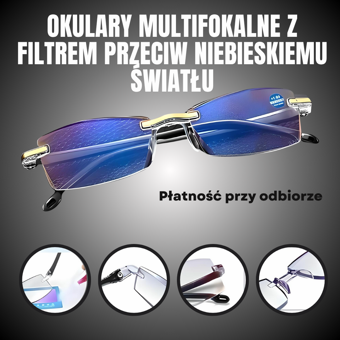 Inteligentne okulary multifokalne z filtrem niebieskiego światła