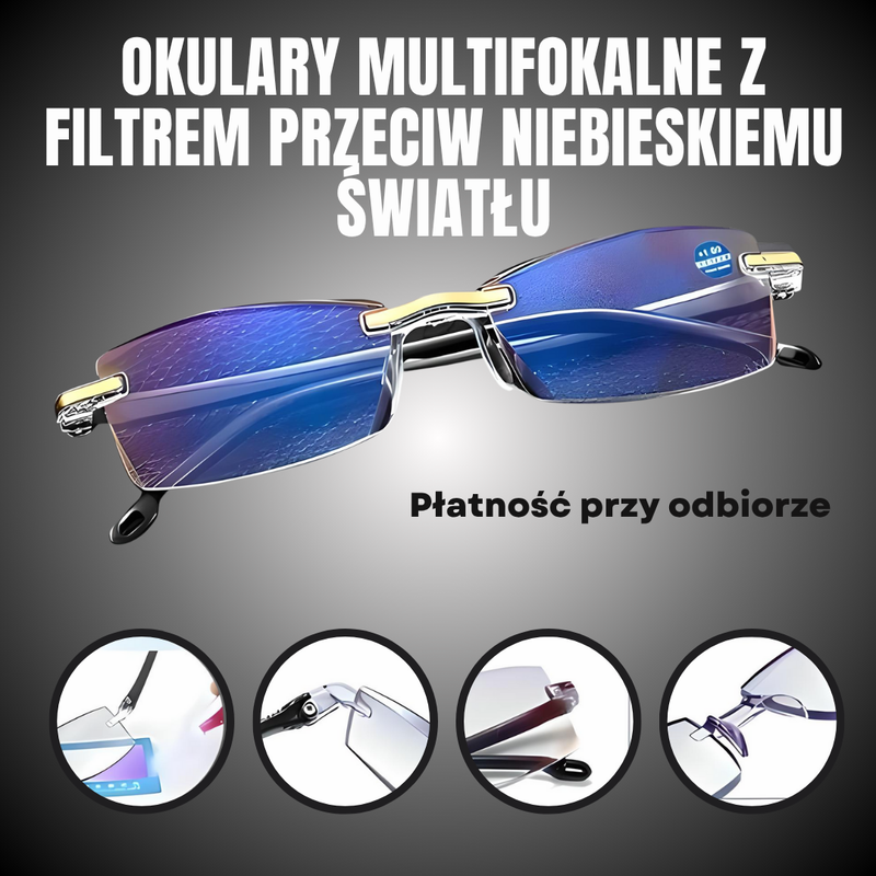 Inteligentne okulary multifokalne z filtrem niebieskiego światła